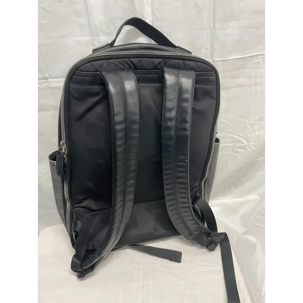 Calvin Klein Backpack Charcoal Gray Textured Body Black Leather Accents